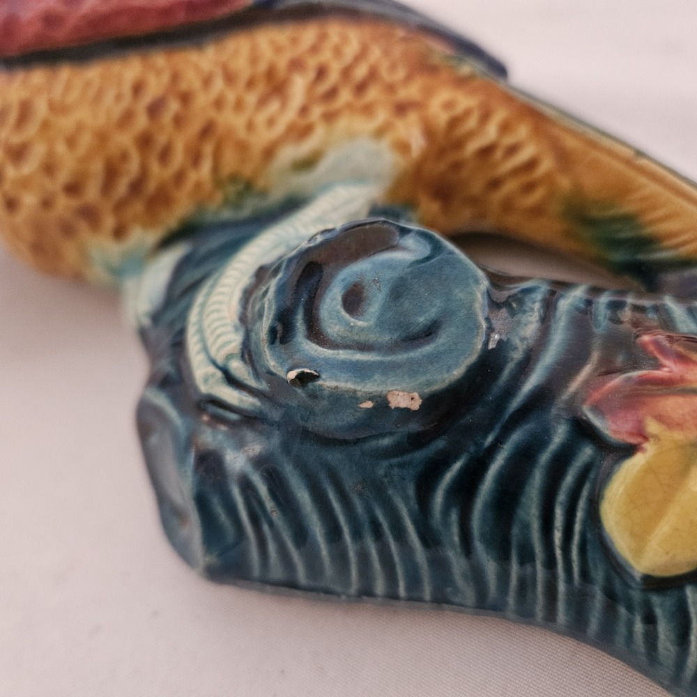 Vintage Colorful Parrot Tree Wall Pocket Planter Japan Ceramic Flower - Picture 9 of 11